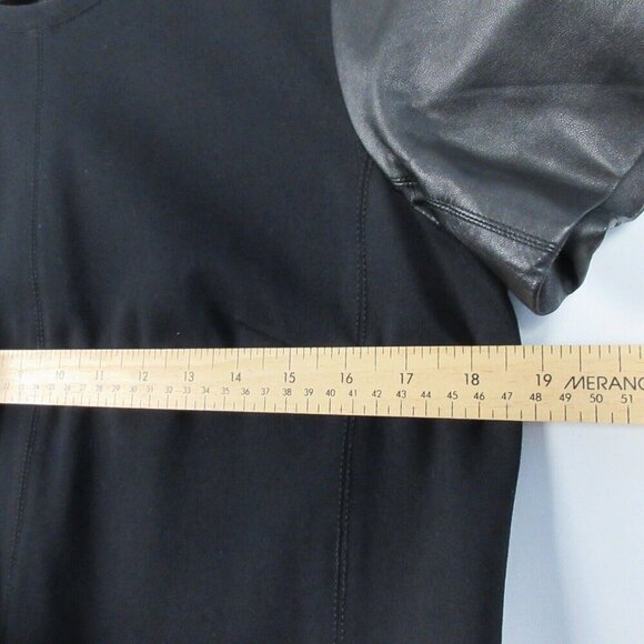 Club Monaco Women's Cecilia Shift Dress Casual Leather Sleeve Size 6 Black 574 - Picture 8 of 10